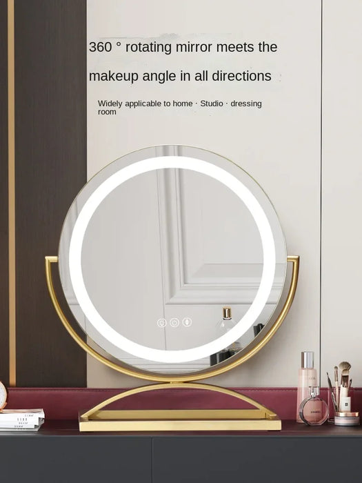 Portable HD Cosmetic Mirror with Desktop Stand and Bright LED Fill Light