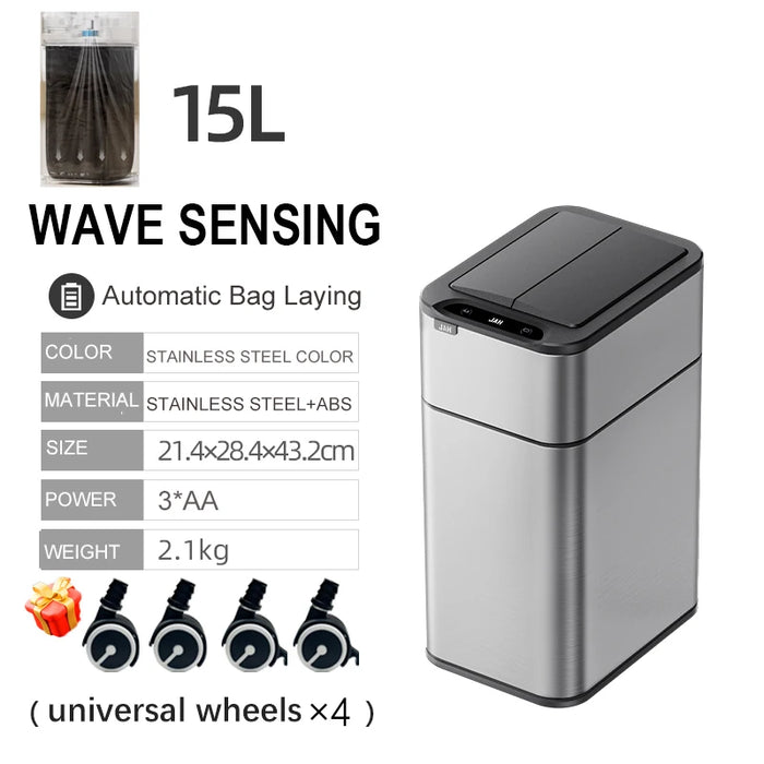 Stainless Steel Touchless Bin with Dual Sensors