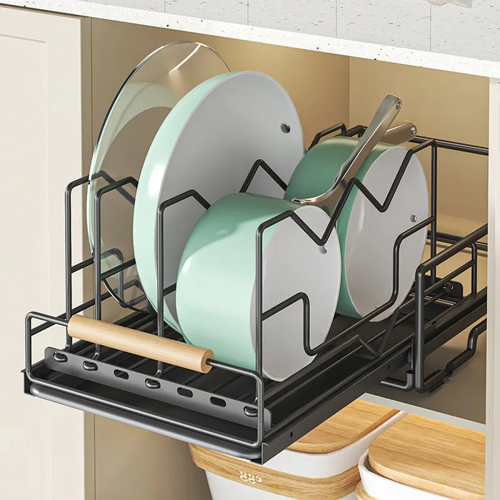 Kitchen Cabinet Organizer with Tray, Black