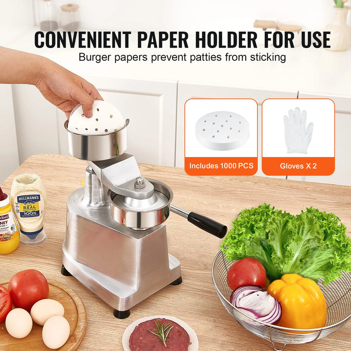 Heavy Duty 4in Patty Press – Manual Burger Maker for Kitchens & Stalls
