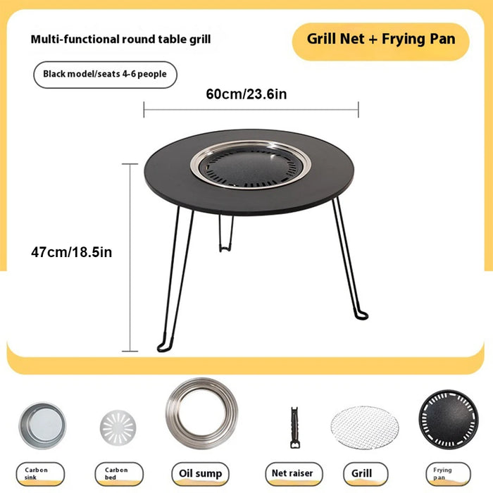 Black Foldable Fire Basin Table for Outdoor Use