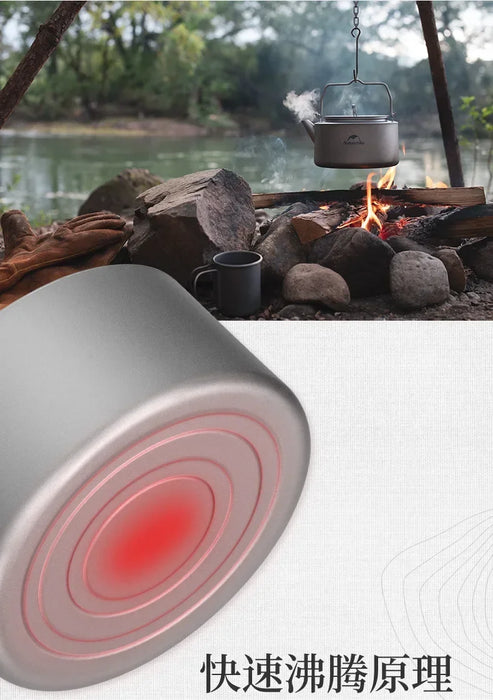 Titanium Outdoor Water Pot 0.8L Lightweight Design Camping Kettle Ultra-Light Pot