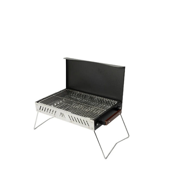 Stainless Steel Camping BBQ Grill – Wood & Charcoal Use Green