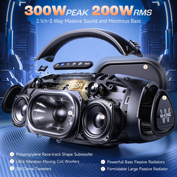 Portable Waterproof Boombox Speaker with Deep Bass