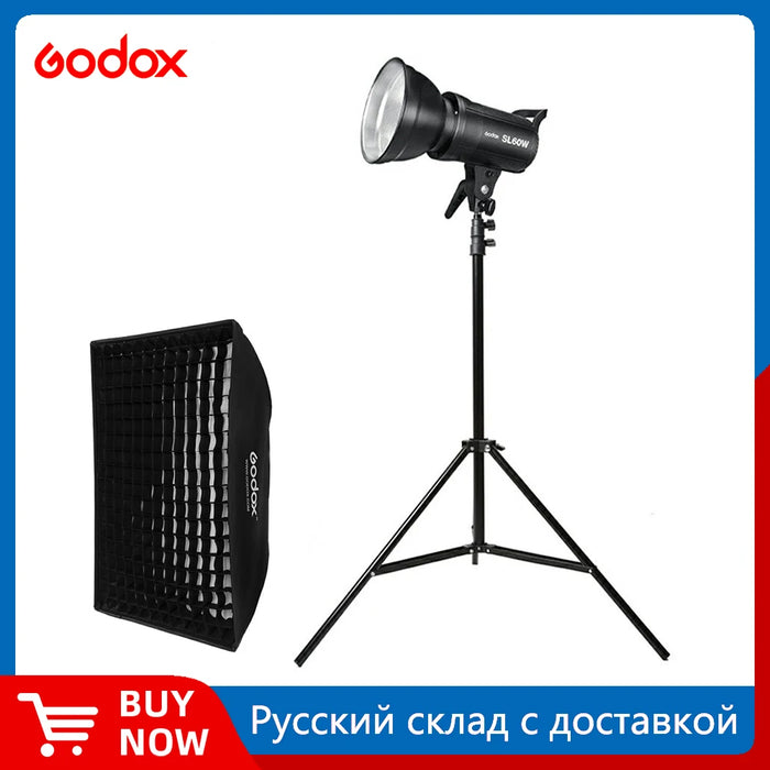 Studio LED Light Set with Grid Softbox and Stand