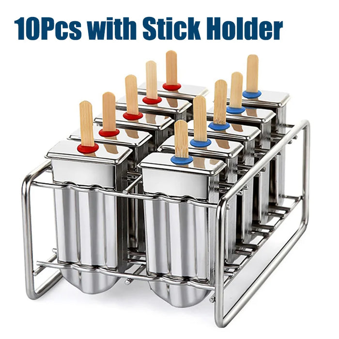 Includes sturdy stainless steel rack and 10 popsicle sticks with holders