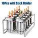 Includes sturdy stainless steel rack and 10 popsicle sticks with holders