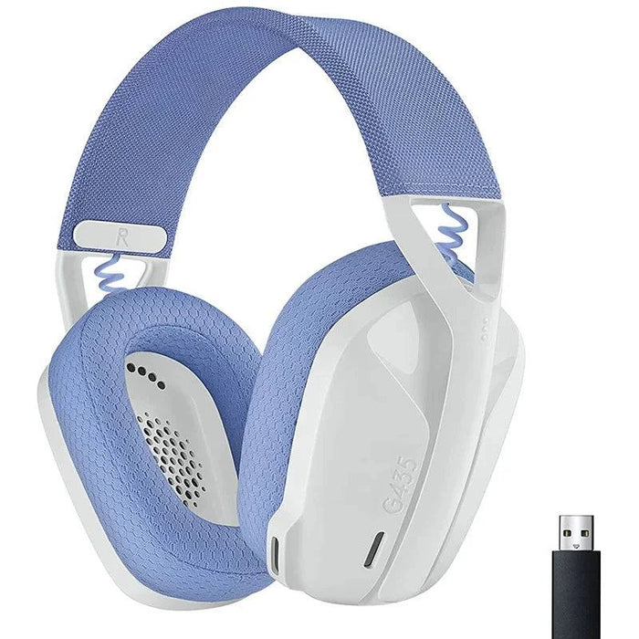 Wireless Bluetooth gaming headset with 24GHz technology and over-ear surround sound in white
