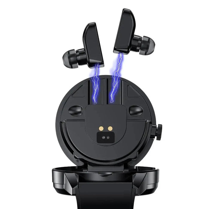 Smart Watch with Earbuds IP67 Waterproof Sports Health Tracker (black belt) - FLUXA