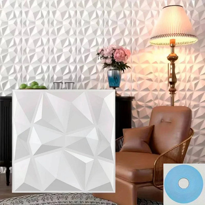 3D white textured diamond accent wall panels 20-pack 30x30cm XLZ