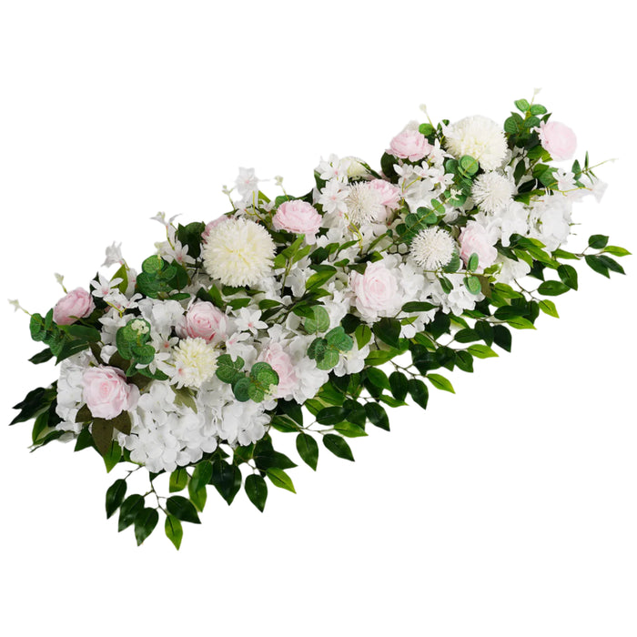 Artificial Floral Row Pink White Decor