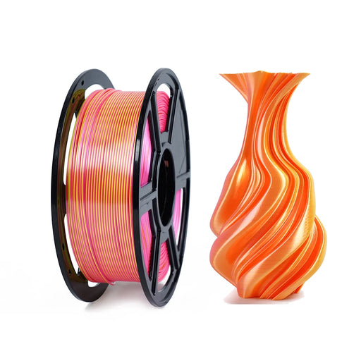 High toughness 175mm dual color silk PLA 3D printer filament in fusion yellow and pink with no warping