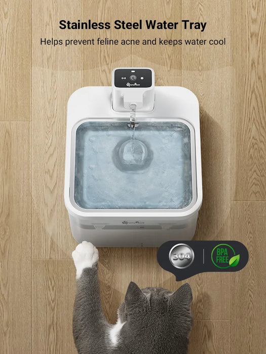 Elegant Stainless Steel Cat Water Fountain with Silent Operation and 4000mAh Battery Capacity