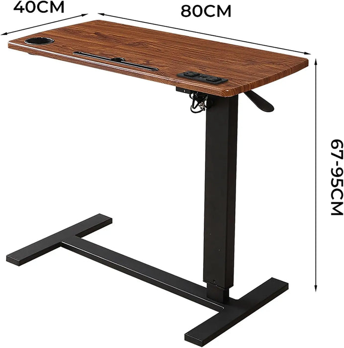 Adjustable Laptop & Computer Desk Portable Gas Lift Standing Table with Power Outlets & Oak Top