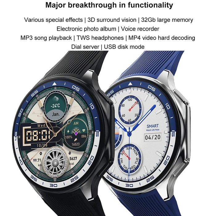 Stay stylish and connected with the Silver Steel New Smartwatch 32GB AMOLED 14 IP68 Waterproof Bluetooth Call