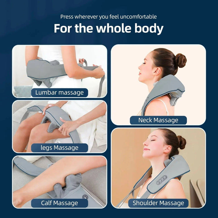 Grey Wireless Neck and Shoulder Massager for Mobility and Convenience