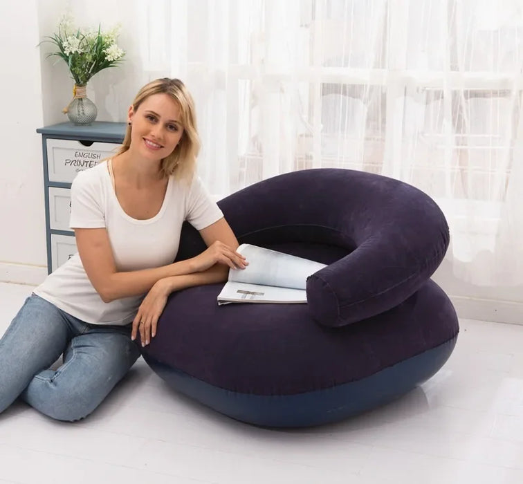 Inflatable Armchair – Blue, Portable U-Shaped Camping & Outdoor Seat