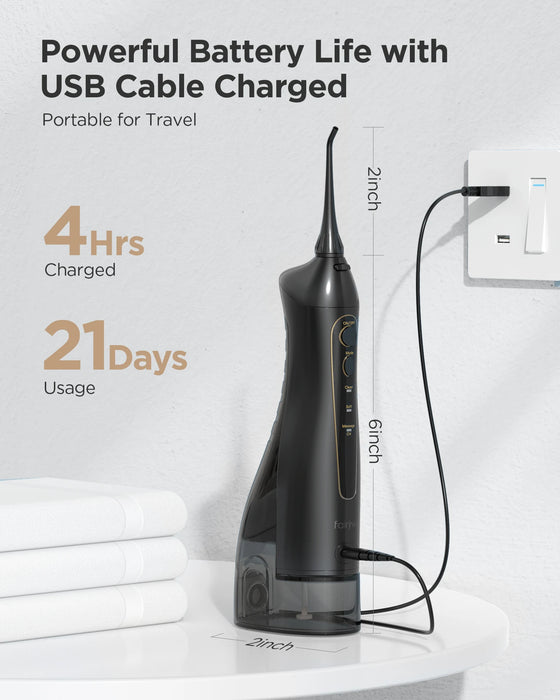 Cordless Water Dental Flosser Portable Oral Irrigator White IPX7 USB alt: Cordless water dental flosser in white with USB charging and IPX7 waterproof rating
