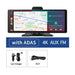 26 cm 4K Dash Cam with advanced driver assistance, wireless CarPlay, Android Auto, GPS, and 5G WiFi capabilities, including ADAS and 128gb auxiliary storage
