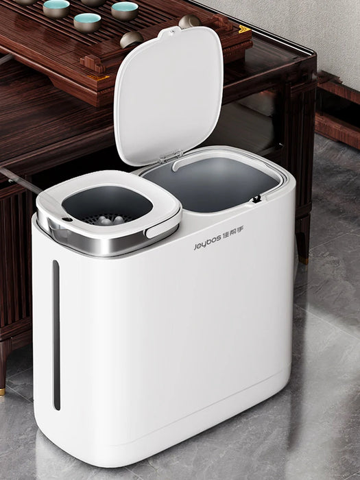 20L Double Barrel Kitchen Bin with Built-in Filter – White