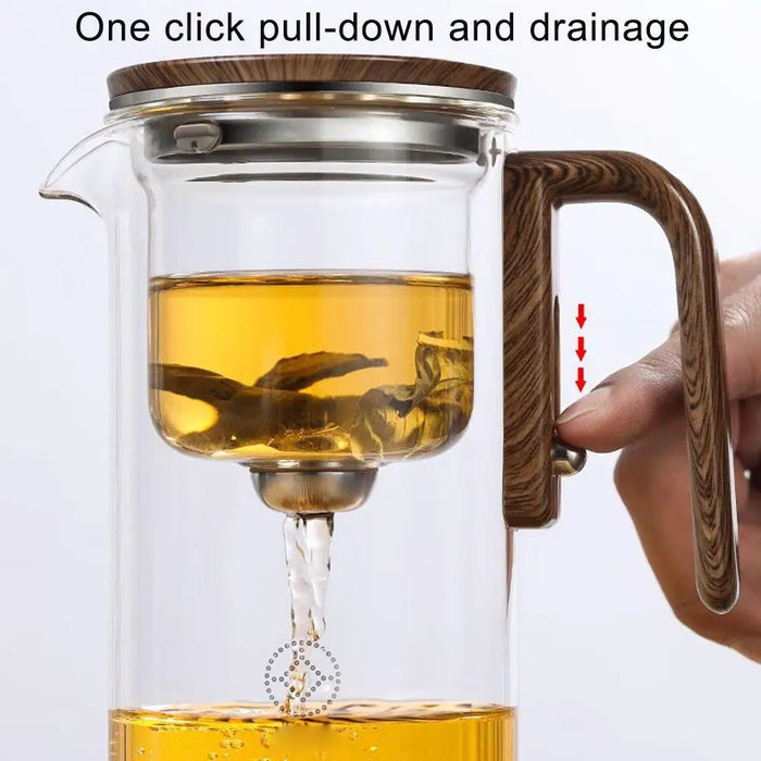 Durable heat-resistant glass teapot showcasing the brewing process with elegant transparency