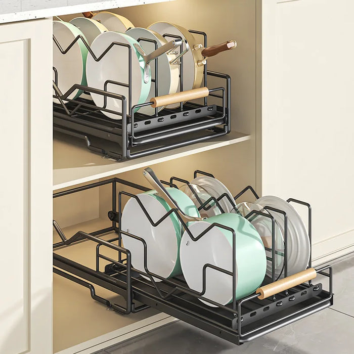 Kitchen Cabinet Organizer with Tray, Black