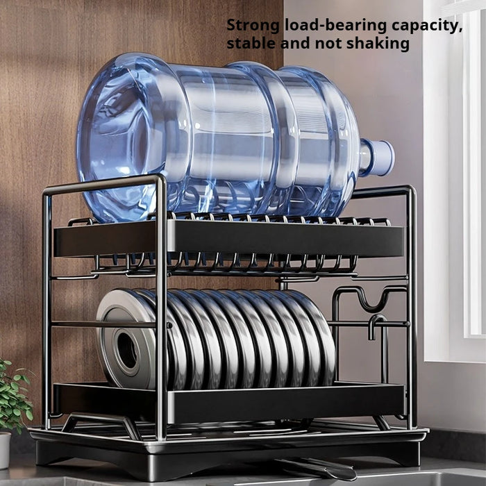 Large 2-Tier Kitchen Dish Rack with Drainboard & Utensil Holder