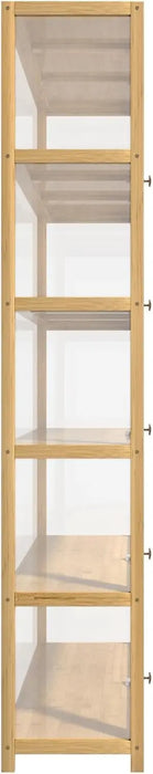 Bamboo Display Cabinet with Clear Door Panels 5 Shelves, Hallway & Living Room Storage