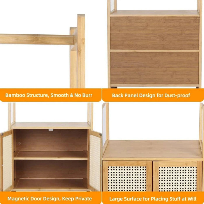 Portable and easy assembly bamboo clothes stand with compact design