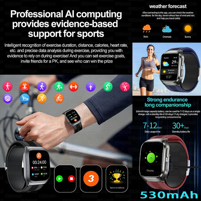 IP68 Waterproof Smartwatch with Blood Pressure & Sugar Monitor