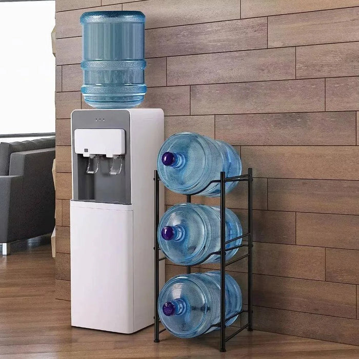 Detachable metal 3-tier water bottle storage rack, standing water barrel holder