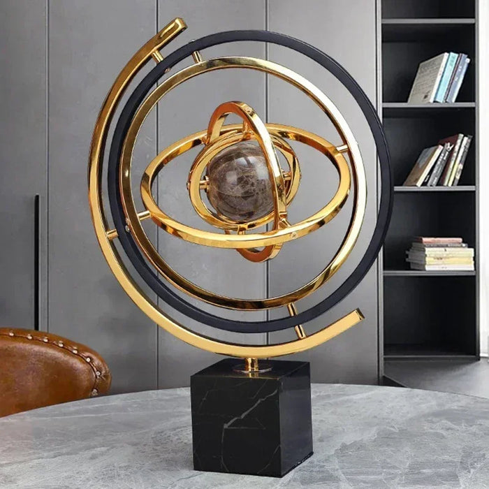 Modern Metal Globe Figurine 22.5x35cm for Office Decor B