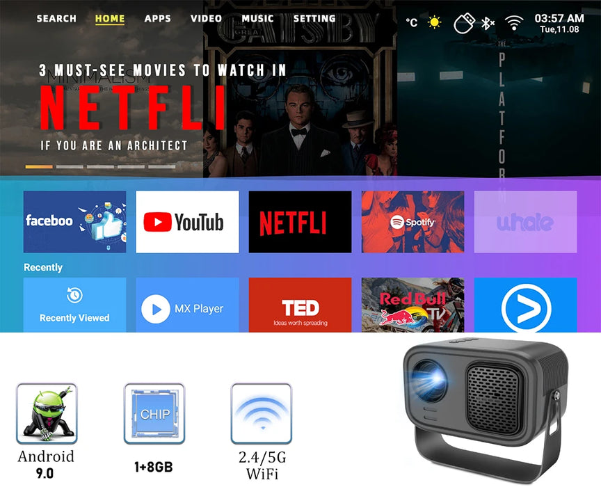 1080P Mini Projector with Wi-Fi and Android