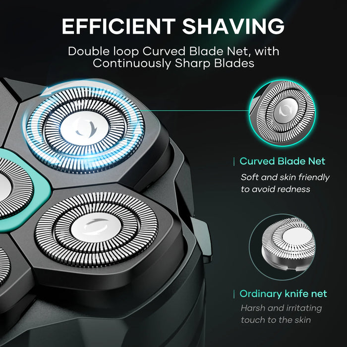 USB Rechargeable Electric Head Shaver with LED Display