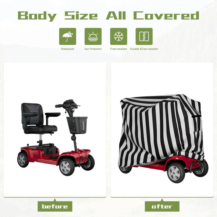 Waterproof black motorcycle cover with sun protection, 230cm in length