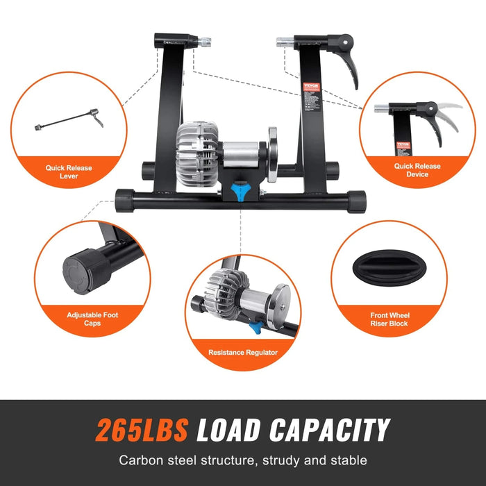 Fluid Bike Trainer Stand for 26-29 Wheels, Noise Reduction, Portable Cycling Stand, Magnetic Motor, Stationary Flywheel for indoor cycling training