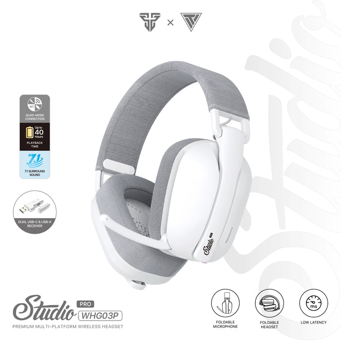 Wireless Gaming Headset 7.1 Surround Sound with Mic White