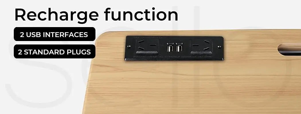 Portable Gas Lift Standing Desk Height Adjustable 65–93cm with USB Charging & Power Points