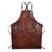 Barbershop apron PU leather crossback coffee waterproof salon bistro uniform in stylish brown