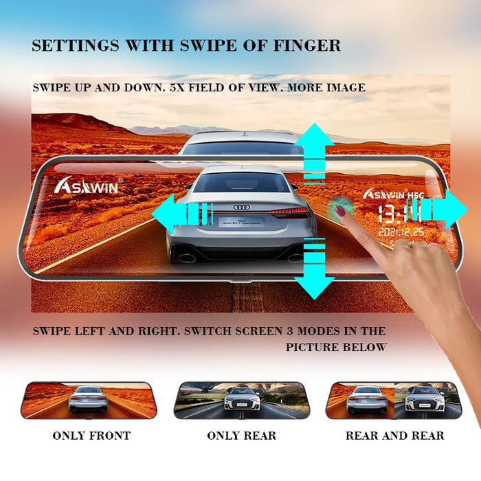 10" Touchscreen 1080p Dash Cam with Front & Rear Recording