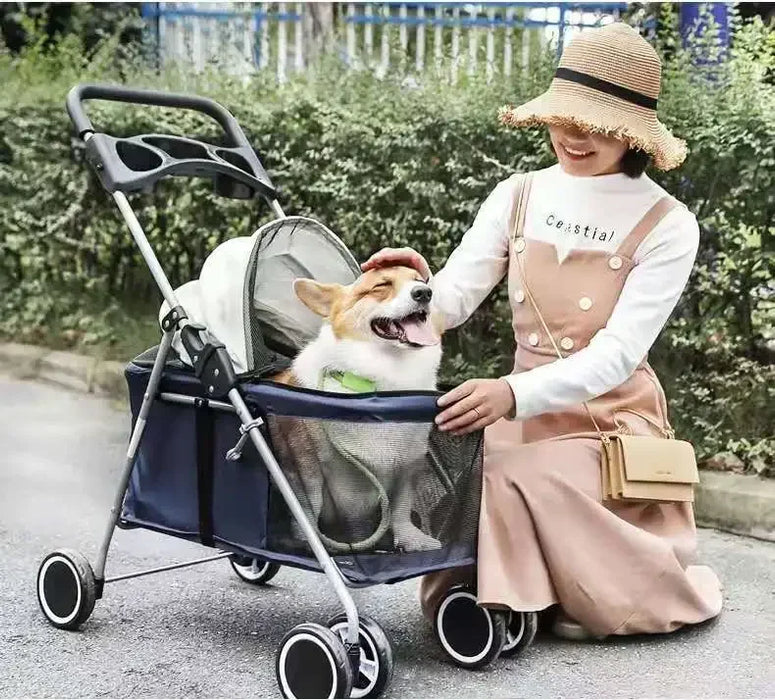 Portable Outdoor Pet Stroller, 15kg Capacity, Foldable Design