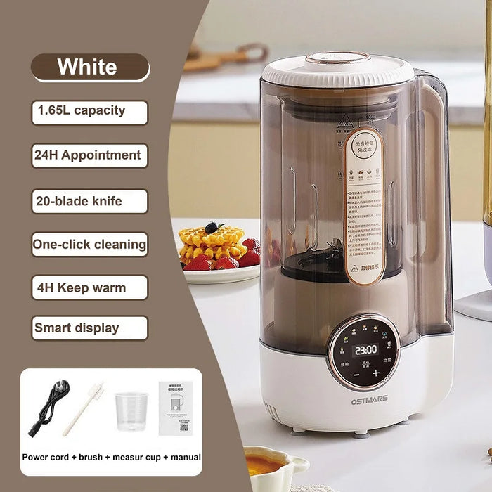 1.65L Portable Soy Milk Maker with Auto Heating & Mixing White