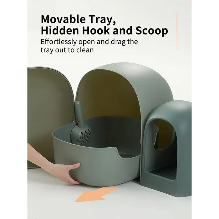 Stylish Odor-Free Cat Litter Box for Indoor Use Green