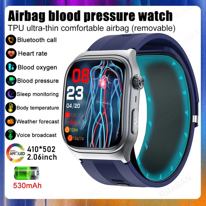 Smartwatch with ECG, Blood Pressure & Uric Acid Monitor Blue