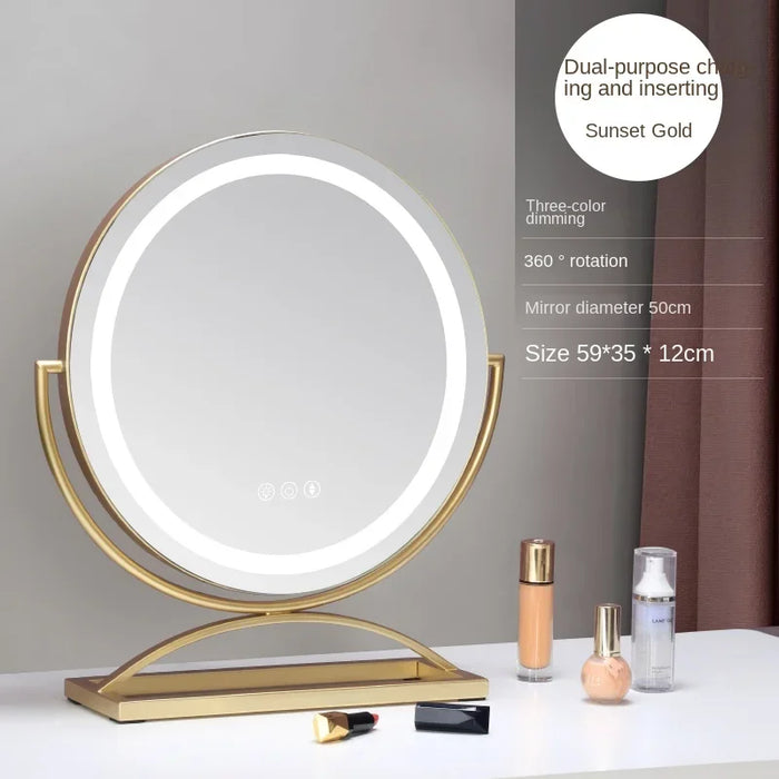 Portable HD Cosmetic Mirror with Desktop Stand and Bright LED Fill Light