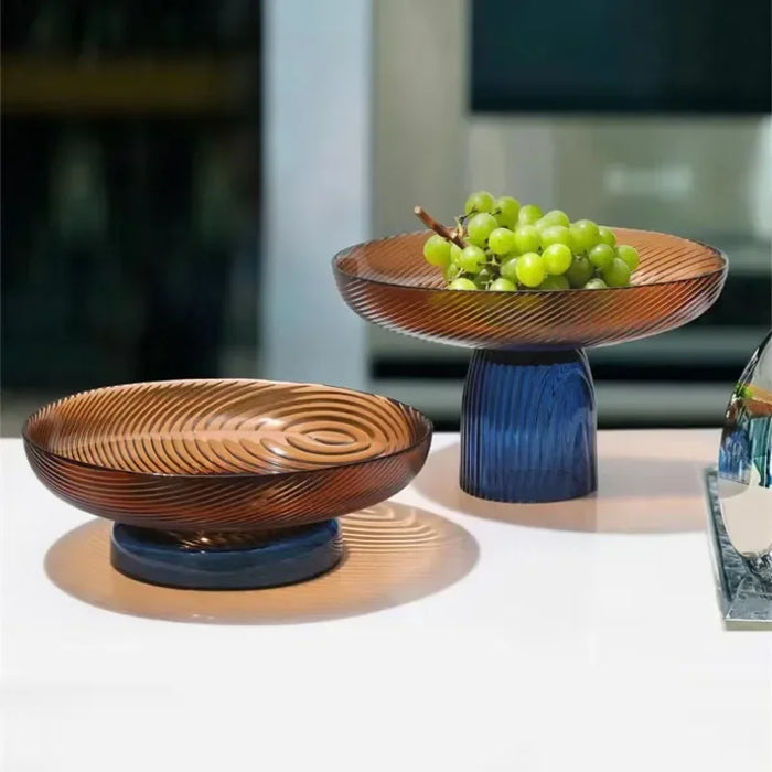 Luxury Glass Goblet Fruit Plate for Dining Table Decor Amber high style