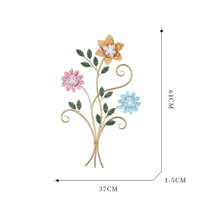 Metal Flower Wall Mural for Home Interior Decor