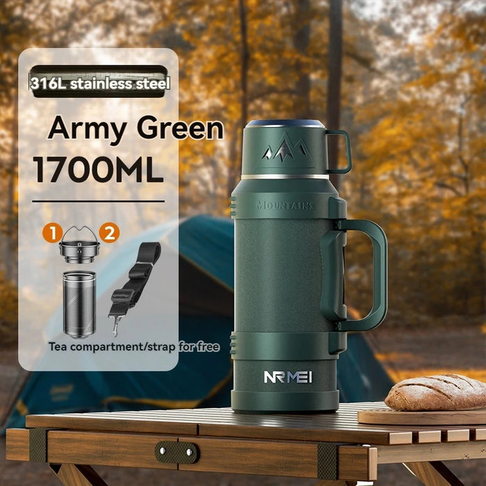 Outdoor Water Bottle with Cup and Leakproof Lid