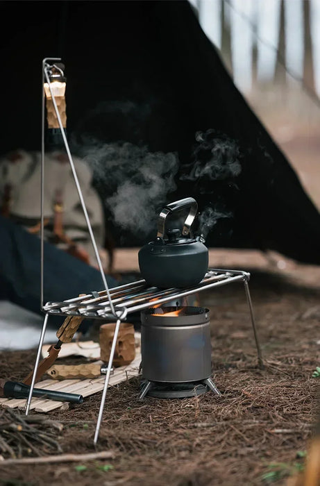 Mini Titanium Firewood Stove, Lightweight Portable Outdoor Burning Stove, 16cm