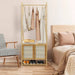 Natural bamboo finish clothes stand with hanging rack